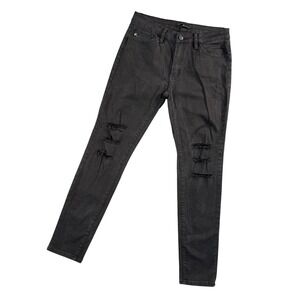 Kancan Black Distressed Skinny Jeans Women's Size 30 Mid Rise Stretch